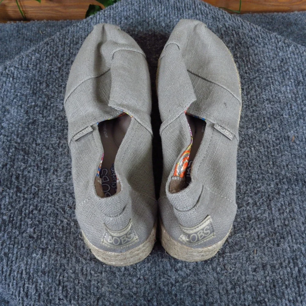 Skechers BOBS Highlights High‎ Jinx Women Espadrille Wedge 6.5 Summer Taupe Grey